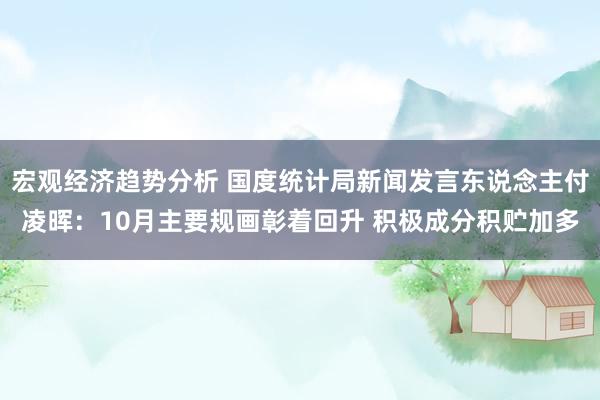 宏观经济趋势分析 国度统计局新闻发言东说念主付凌晖：10月主要规画彰着回升 积极成分积贮加多