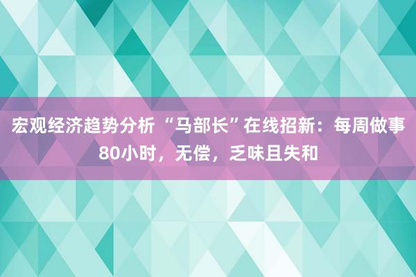 宏观经济趋势分析 “马部长”在线招新：每周做事80小时，无偿，乏味且失和