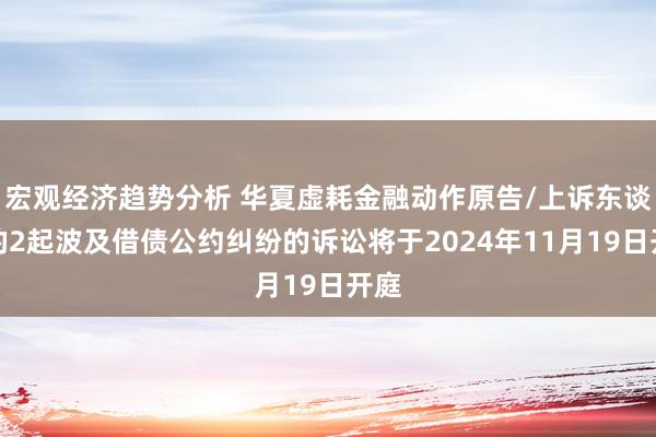 宏观经济趋势分析 华夏虚耗金融动作原告/上诉东谈主的2起波及借债公约纠纷的诉讼将于2024年11月19日开庭