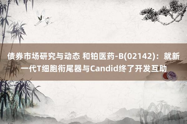 债券市场研究与动态 和铂医药-B(02142)：就新一代T细胞衔尾器与Candid终了开发互助