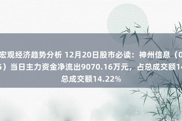 宏观经济趋势分析 12月20日股市必读：神州信息（000555）当日主力资金净流出9070.16万元，占总成交额14.22%