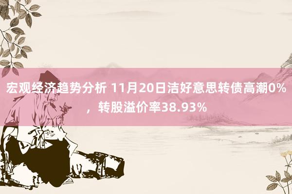 宏观经济趋势分析 11月20日洁好意思转债高潮0%，转股溢价率38.93%