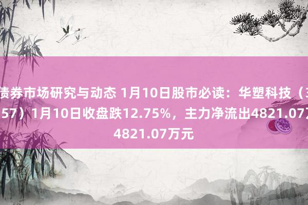 债券市场研究与动态 1月10日股市必读：华塑科技（301157）1月10日收盘跌12.75%，主力净流出4821.07万元