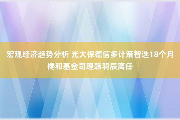 宏观经济趋势分析 光大保德信多计策智选18个月搀和基金司理韩羽辰离任