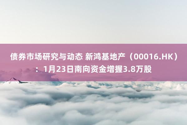 债券市场研究与动态 新鸿基地产（00016.HK）：1月23日南向资金增握3.8万股