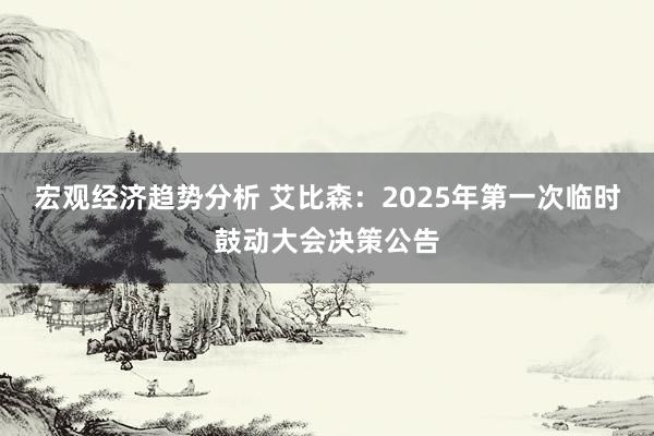 宏观经济趋势分析 艾比森：2025年第一次临时鼓动大会决策公告