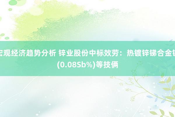 宏观经济趋势分析 锌业股份中标效劳：热镀锌锑合金锭(0.08Sb%)等技俩