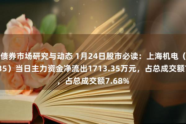 债券市场研究与动态 1月24日股市必读：上海机电（600835）当日主力资金净流出1713.35万元，占总成交额7.68%