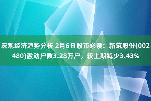 宏观经济趋势分析 2月6日股市必读：新筑股份(002480)激动户数3.28万户，较上期减少3.43%