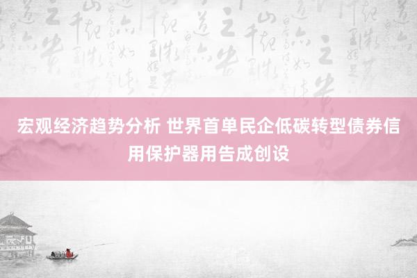 宏观经济趋势分析 世界首单民企低碳转型债券信用保护器用告成创设