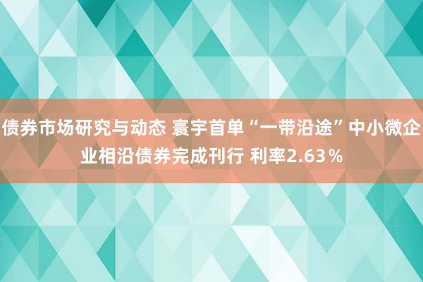 债券市场研究与动态 寰宇首单“一带沿途”中小微企业相沿债券完成刊行 利率2.63％