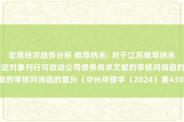 宏观经济趋势分析 微导纳米: 对于江苏微导纳米科技股份有限公司向不特定对象刊行可改动公司债券肯求文献的审核问询函的复兴（中兴华报字（2024）第430022号）