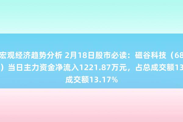 宏观经济趋势分析 2月18日股市必读：磁谷科技（688448）当日主力资金净流入1221.87万元，占总成交额13.17%