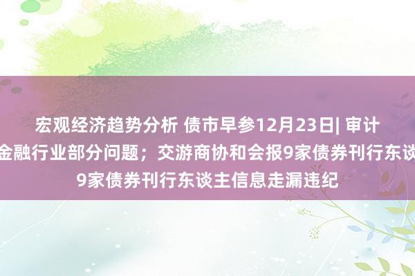 宏观经济趋势分析 债市早参12月23日| 审计署最新申诉走漏金融行业部分问题；交游商协和会报9家债券刊行东谈主信息走漏违纪