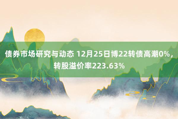 债券市场研究与动态 12月25日博22转债高潮0%，转股溢价率223.63%