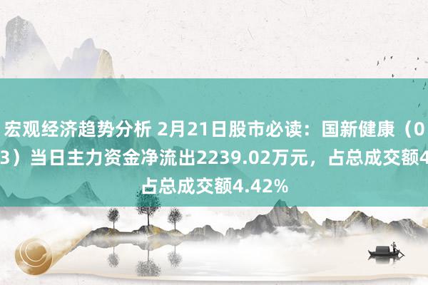 宏观经济趋势分析 2月21日股市必读：国新健康（000503）当日主力资金净流出2239.02万元，占总成交额4.42%