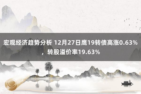 宏观经济趋势分析 12月27日鹰19转债高涨0.63%，转股溢价率19.63%