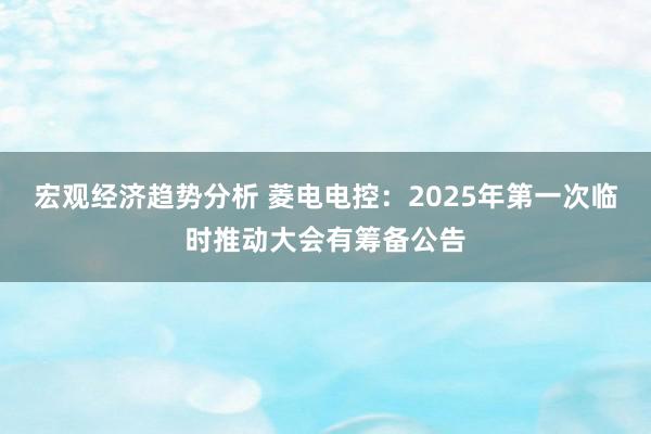 宏观经济趋势分析 菱电电控：2025年第一次临时推动大会有筹备公告