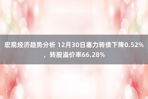 宏观经济趋势分析 12月30日塞力转债下降0.52%，转股溢价率66.28%