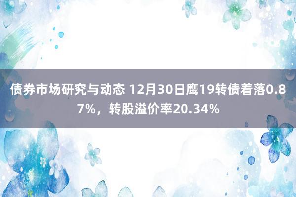 债券市场研究与动态 12月30日鹰19转债着落0.87%，转股溢价率20.34%