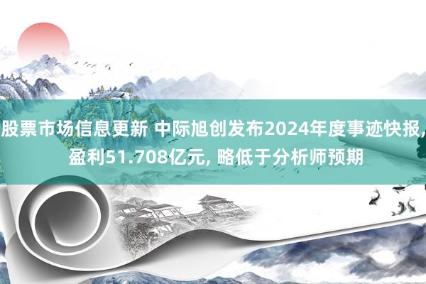 股票市场信息更新 中际旭创发布2024年度事迹快报, 盈利51.708亿元, 略低于分析师预期