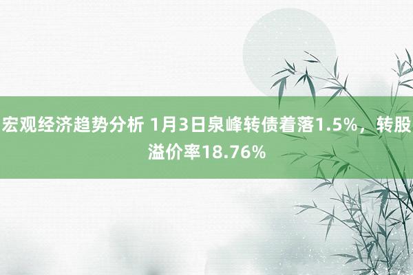 宏观经济趋势分析 1月3日泉峰转债着落1.5%，转股溢价率18.76%