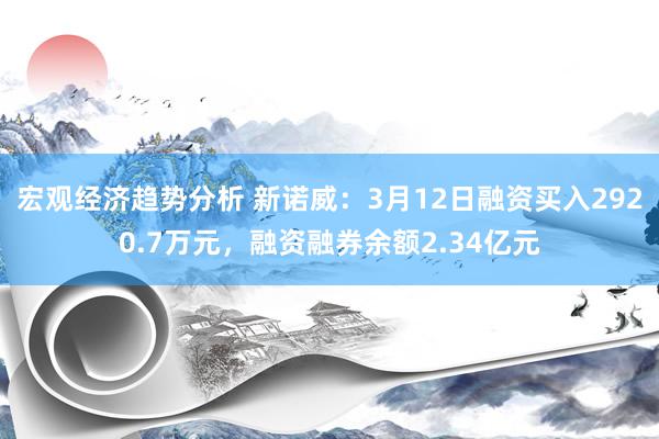 宏观经济趋势分析 新诺威：3月12日融资买入2920.7万元，融资融券余额2.34亿元